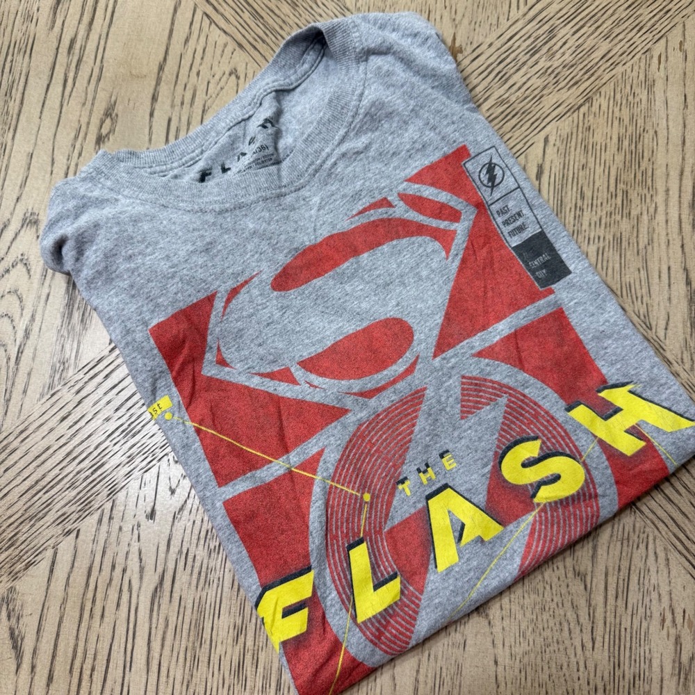 DC Comics Size Small Gray Red The Flash Superman Batman Graphic T Shirt